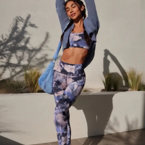 ALO Vapor Graffiti Airbrush Sports Bra & High Waist Legging Set Small S $213 - Picture 2 of 11